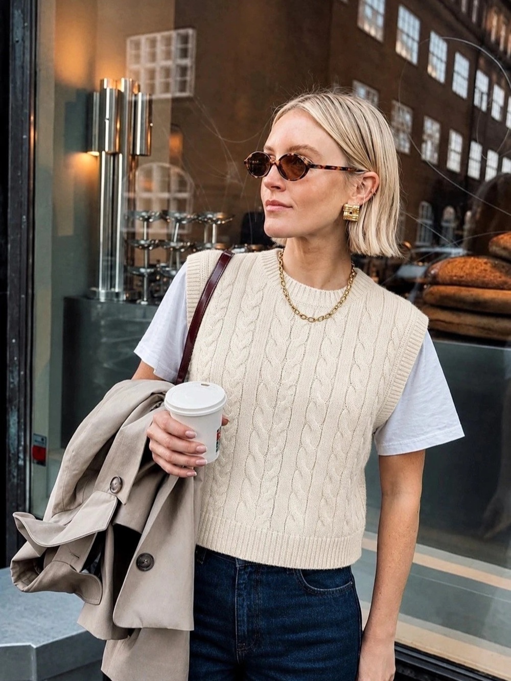 NWT J. Crew Cotton Cable Knit Sweater Vest in Cream XL